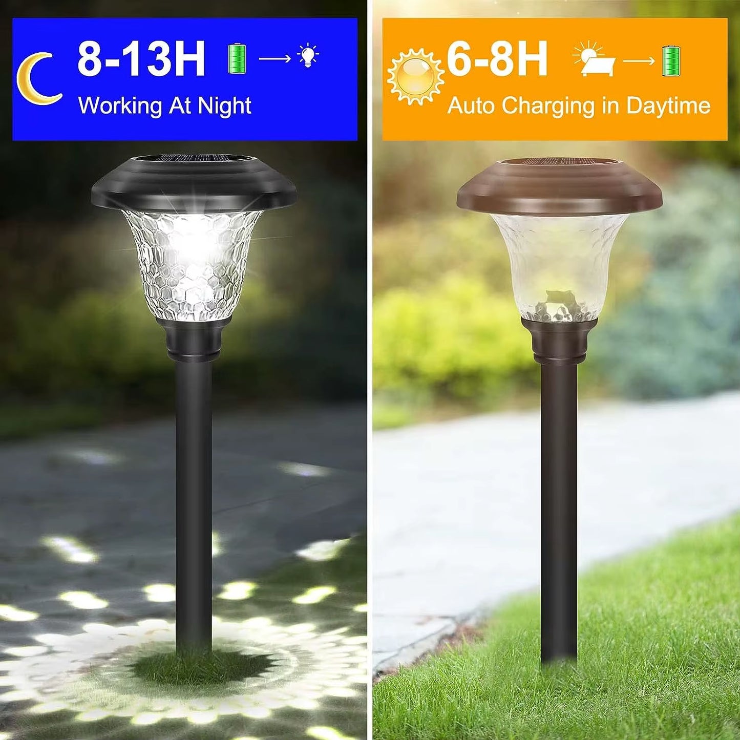 Outdoor Solar Pathway Lights 6Pack Stainless Steel Solar Garden Lights Auto on off Path Lights Landscape Lighting