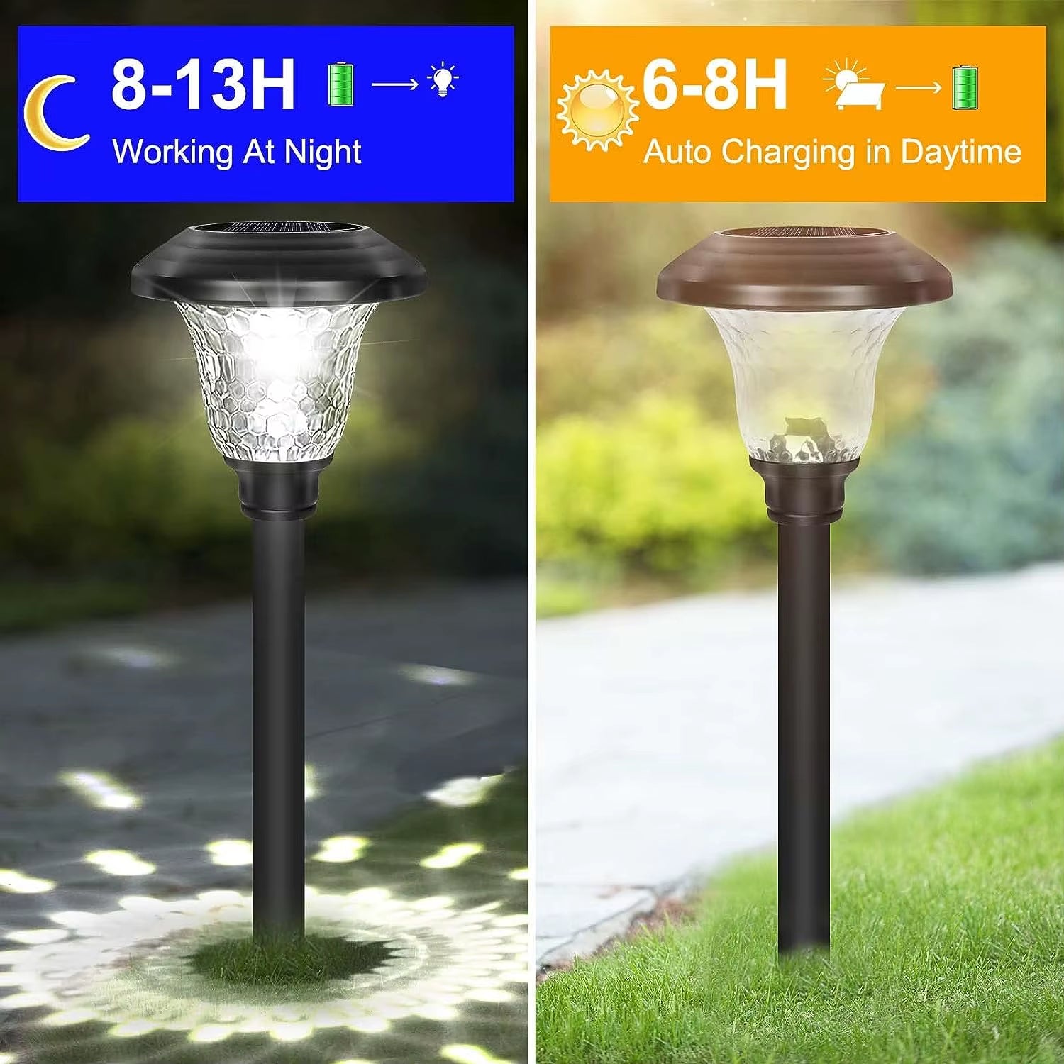 Outdoor Solar Pathway Lights 6Pack Stainless Steel Solar Garden Lights Auto on off Path Lights Landscape Lighting