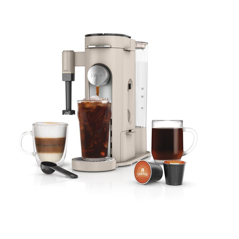 Ninja PB051 & Pb055Pods & Grounds Specialty Single-Serve Coffee Maker, K-Cup Pod Compatible, Built-In Milk Frother, 6-Oz. Cup to 24-Oz. Travel Mug Sizes, Iced Coffee Maker