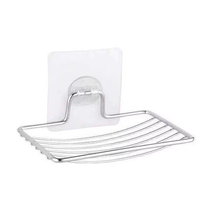 1Pc-Stainless Steel Soap Rack Punch-Free Nail-Free Bathroom Single Layer Drain Wall Hanging Sucker Soap Box Light Luxury Shelf