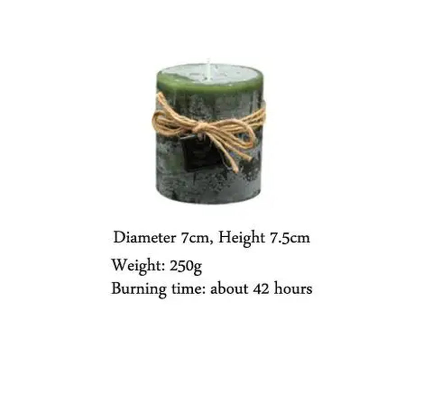Green Scented Candles Pillar Wax Candles Smokeless Essential Oil Aromatherapy Candle Herbal Fragrance Home Decoration