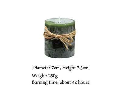 Green Scented Candles Pillar Wax Candles Smokeless Essential Oil Aromatherapy Candle Herbal Fragrance Home Decoration