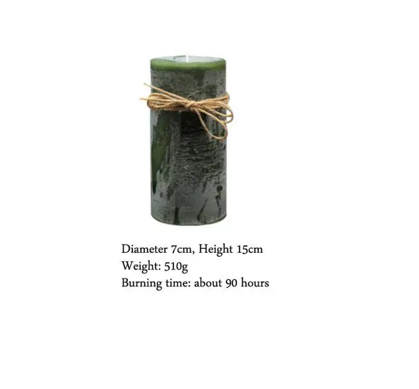 Green Scented Candles Pillar Wax Candles Smokeless Essential Oil Aromatherapy Candle Herbal Fragrance Home Decoration