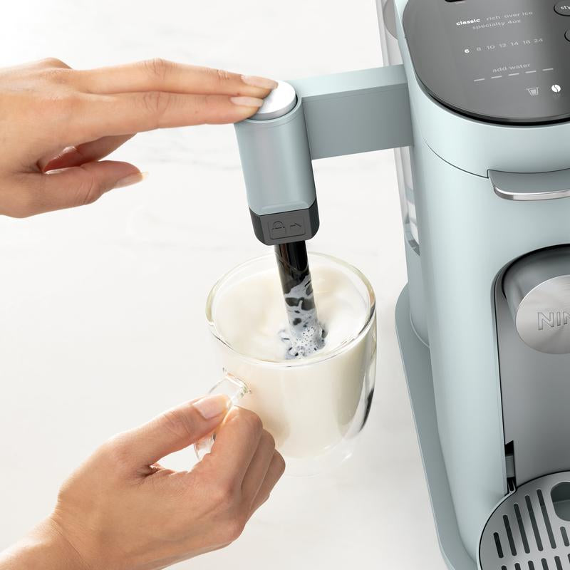 Ninja PB051 & Pb055Pods & Grounds Specialty Single-Serve Coffee Maker, K-Cup Pod Compatible, Built-In Milk Frother, 6-Oz. Cup to 24-Oz. Travel Mug Sizes, Iced Coffee Maker