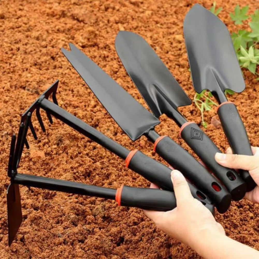 Garden Tool Set, 6 PCS Heavy Duty Gardening Tool Set with Rubber , Rake Shovel Outdoor Hand Tools Set, Comb Tool Gifts for Se